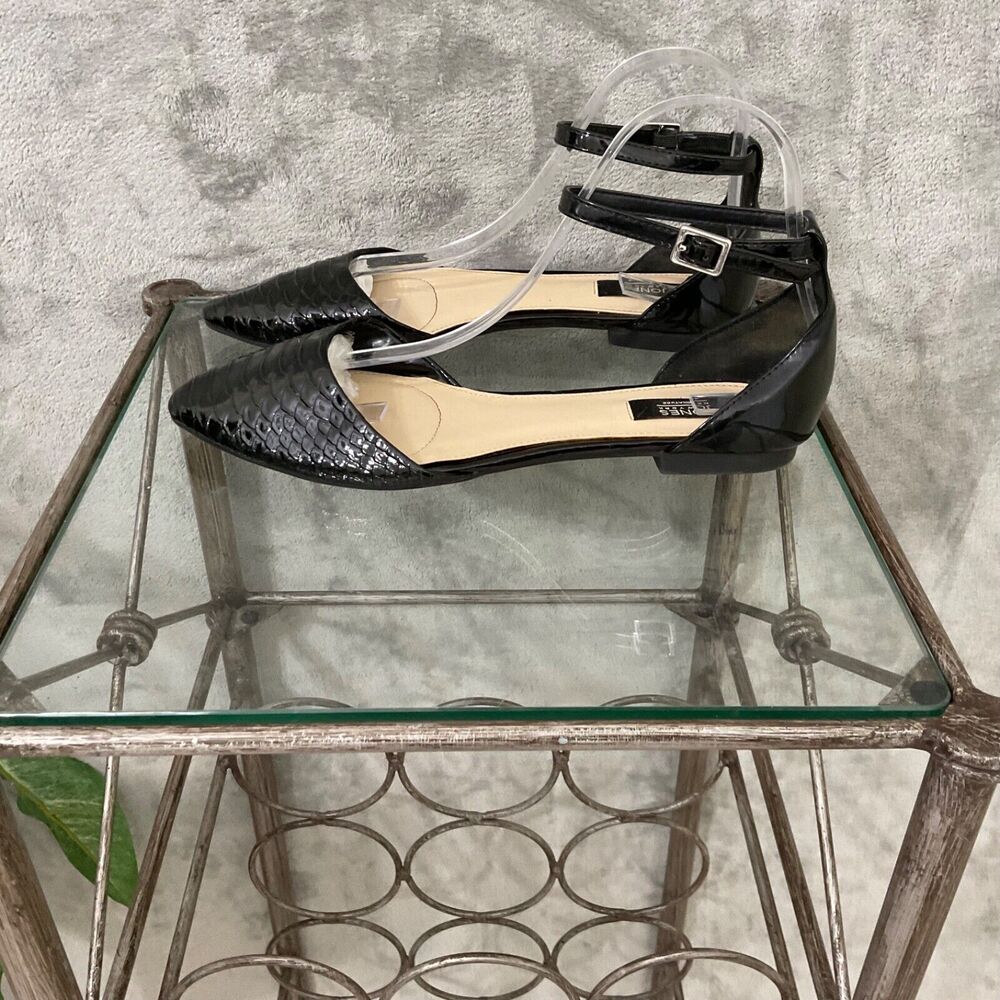 Jones New York Signature Sophia Flats shoes women’s 9.5 D’Orsay Faux Croc Black